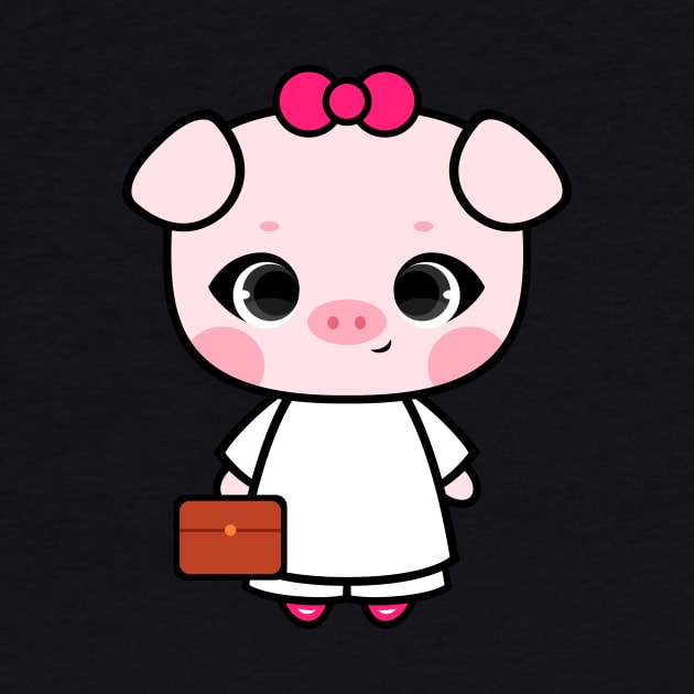 Cute Little Piggy in White Ao dai by alien3287